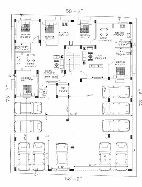  sai-brindavanam-flats Block A & B Cluster Plan For Ground Floor