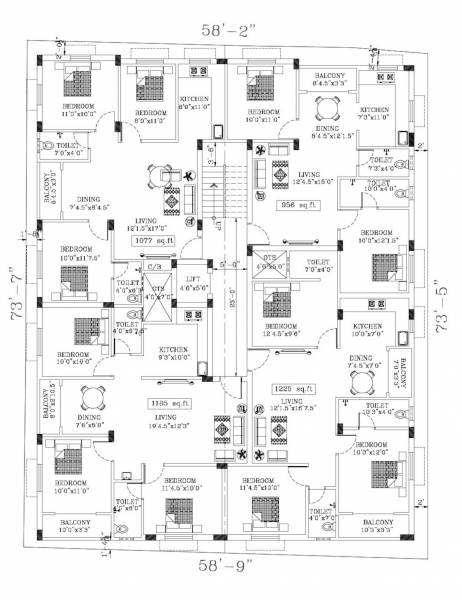  sai-brindavanam-flats Block A & B Cluster Plan from 1st to 2nd Floor