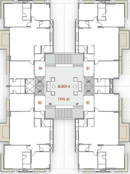  sky view Block A Cluster Plan From 2nd, 5th,7th, 8th, 10th And 11th Floor
