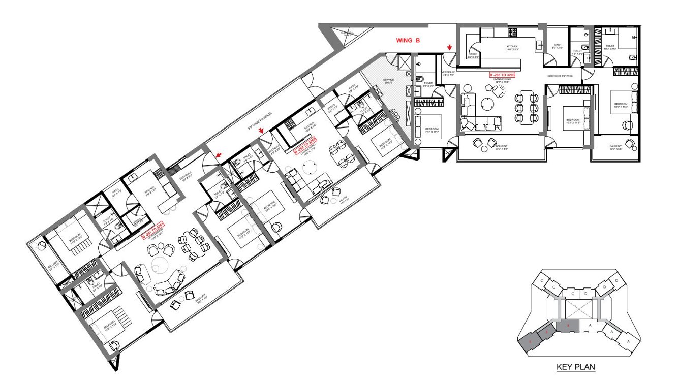  skyview Block B Cluster Plan For Typical Floor