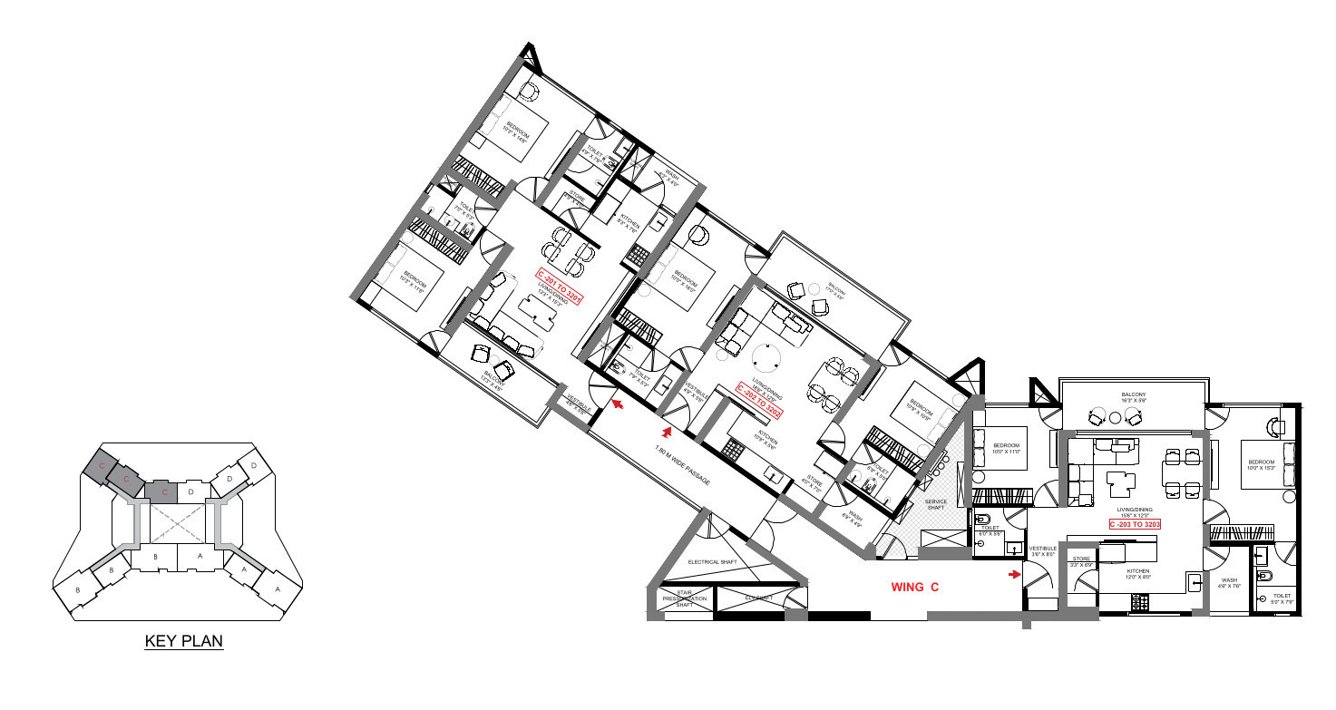  skyview Block C Cluster Plan For Typical Floor