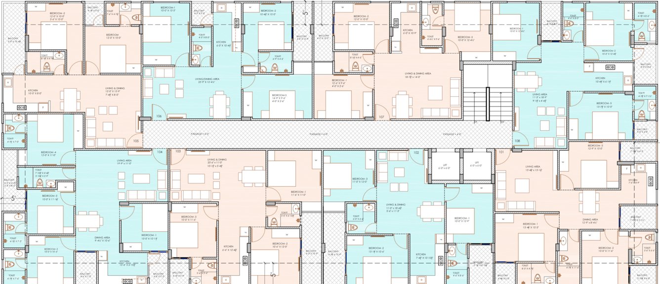  pashrvnath 4 Pashrvnath 4 Cluster Plan For Typical Floor Plan