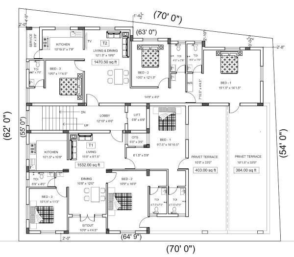 metro-view-apartment Metro View Apartment Cluster Plan for 3rd Floor