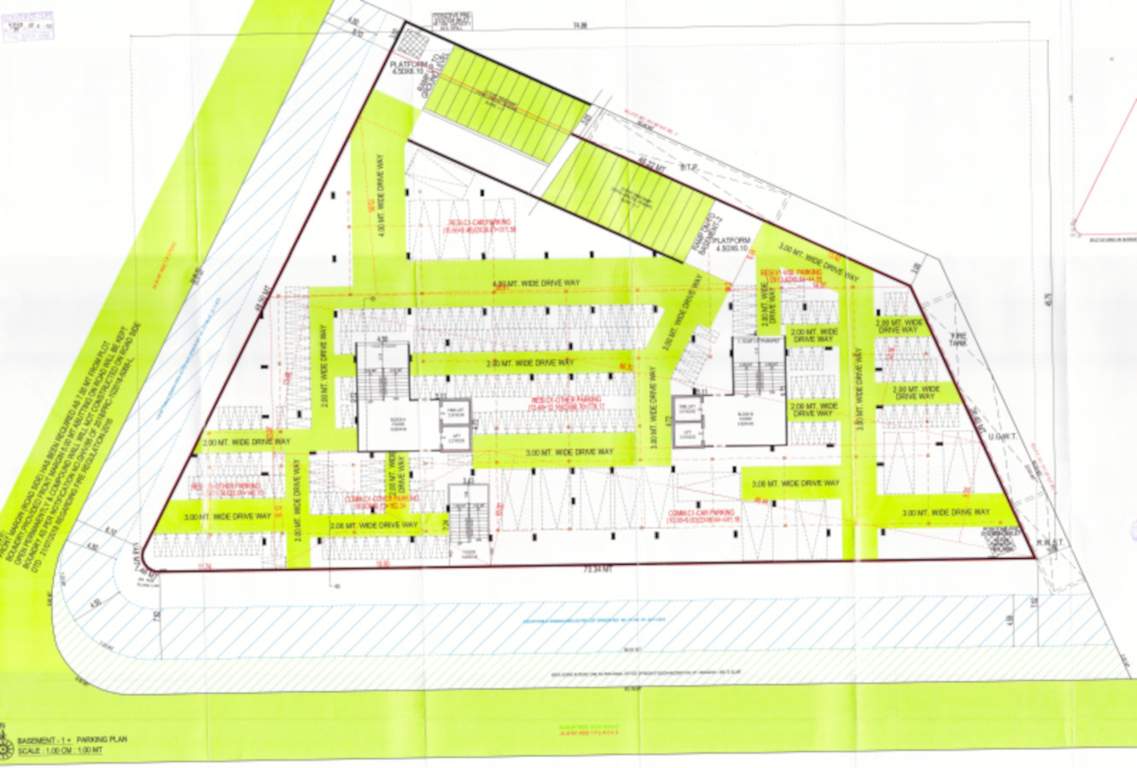  shree vishnudhara aashiyana Block A & B Basement Floor Cluster Plan