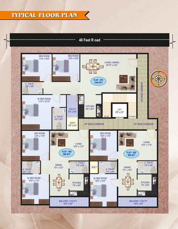  sunshine residency Sunshine Residency Cluster Plan from 1st to 5th Floor