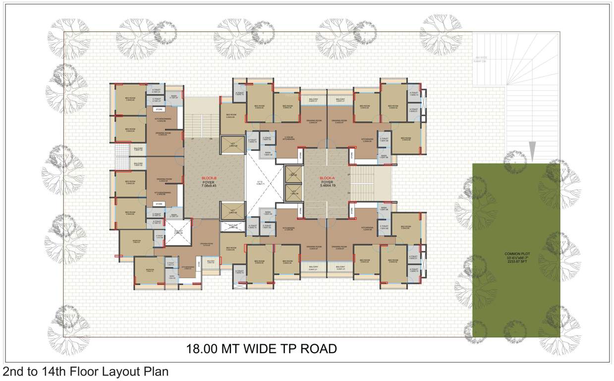  orane A, B Cluster Plan From 2nd To 14th Floor