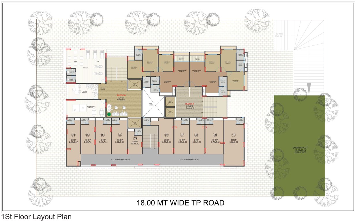  orane A, B First Floor Cluster Plan