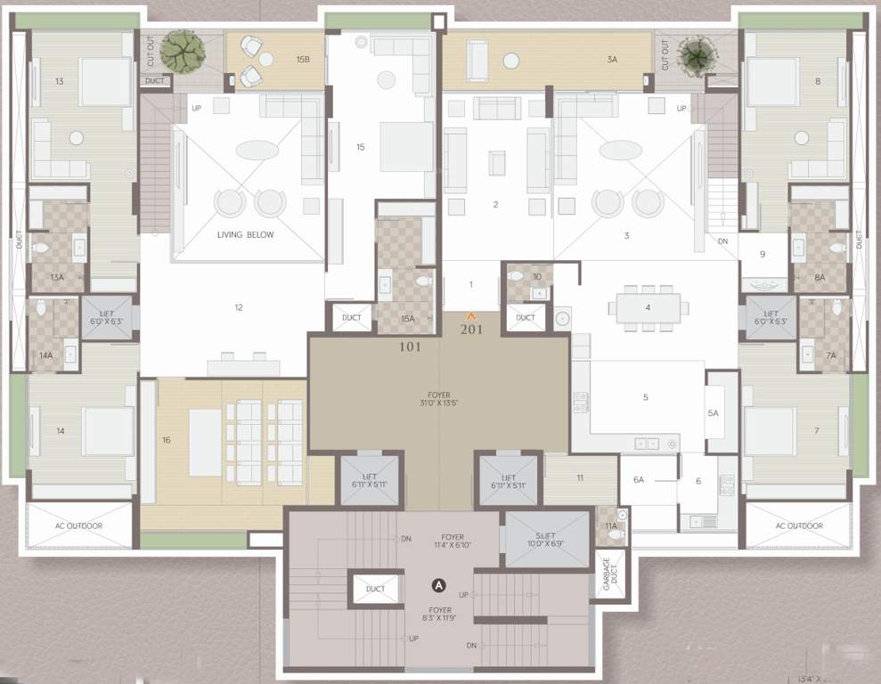  the gold sky villa Block A Cluster Plan from 2nd, 4th, 6th, 8th, 10th 12th Floor