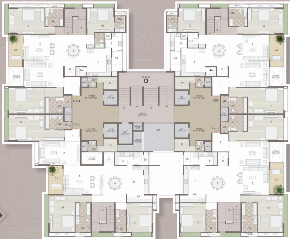  the gold sky villa Block B  And Block C Cluster Plan for 12th Floor
