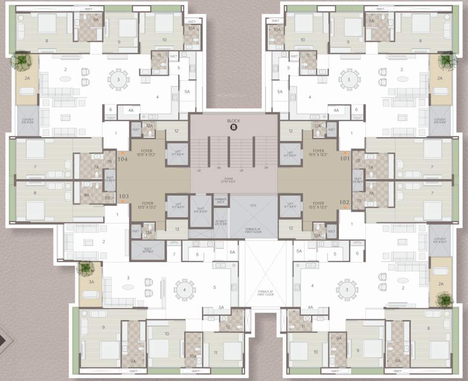  the gold sky villa Block B  And Block C Cluster Plan from 1st, 5th, 9th Floor