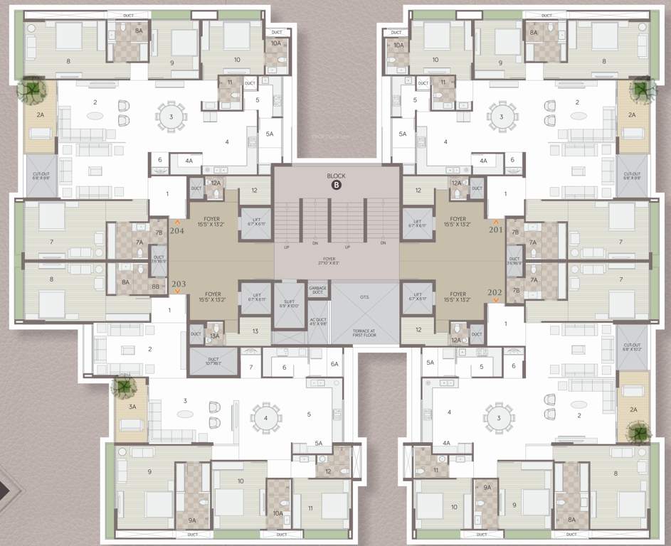  the gold sky villa Block B  And Block C Cluster Plan from 2nd, 4rth, 6th, 8th, 10th, 11th Floor