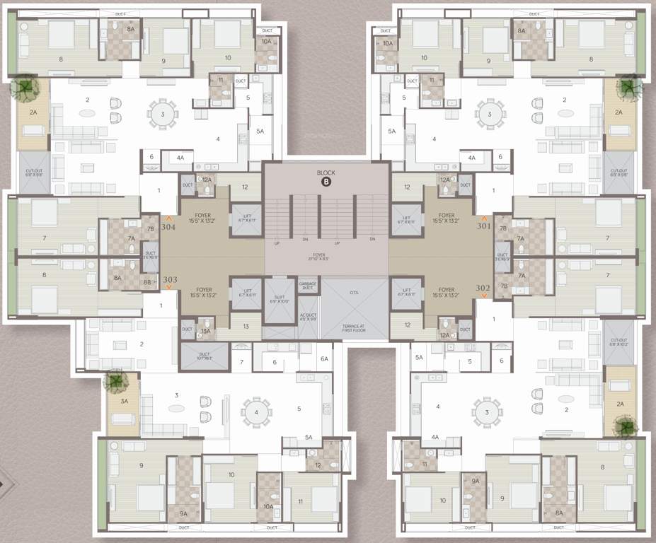  the gold sky villa Block B  And Block C Cluster Plan from 3rd And 7th Floor