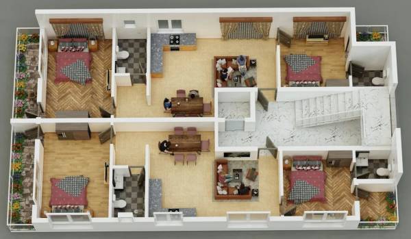  neelkamal Neelkamal Cluster Plan For Typical Floor Plan 3D