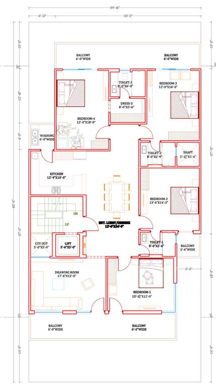  construction 3150 sqft RR Construction 3150 Sqft Cluster Plan from 1st to 4th Floor
