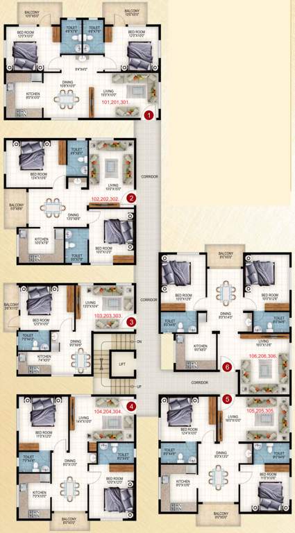  grandeur Vaishnavi Grandeur Cluster Plan from 1st to 3rd Floor