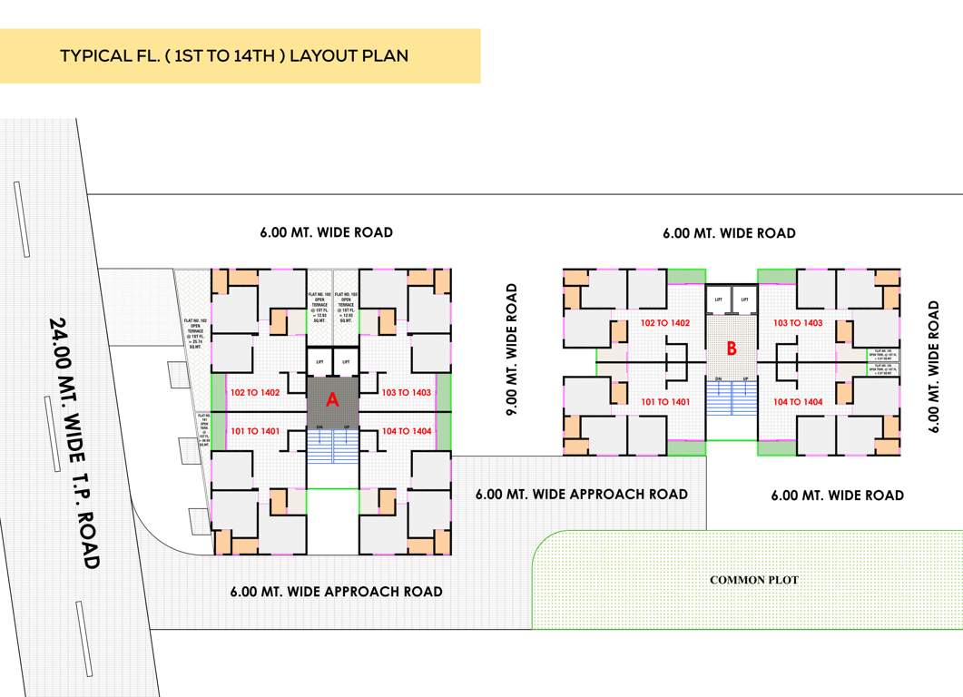  signature elena Block A And B Cluster Plan from 1st to 14th Floor