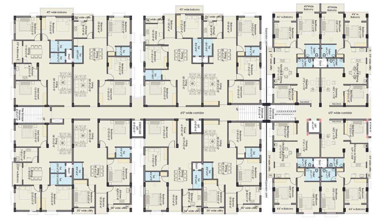  royal homes Royal Homes Cluster Plan For Typical Floor