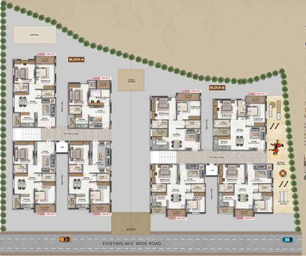 twin-diamond Block A And B Cluster Plan For Typical Floor Plan