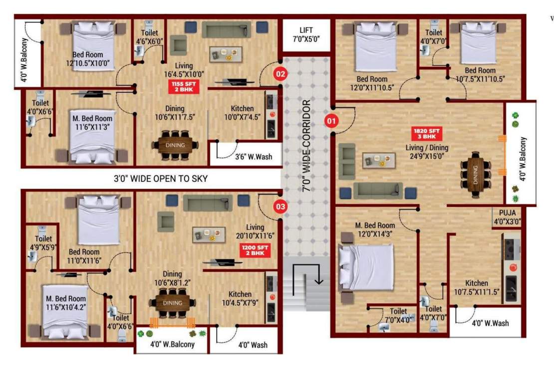  bdl seven hills Block C Cluster Plan from 1st to 5th Floor