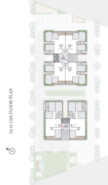  rosevill regius Block A And Block B Cluster Plan from 1st to 12th Floor