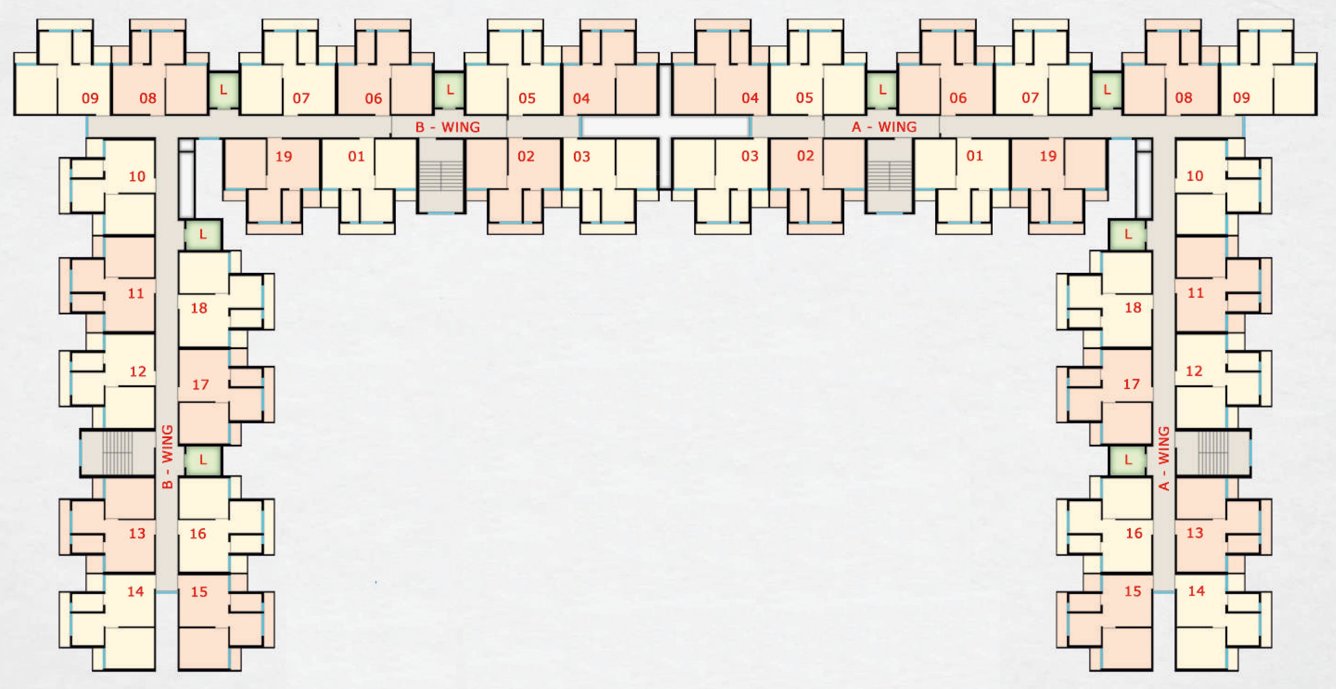  narayani dham Cluster Plan Tower A And B 2nd, 8th, 10th, 13th, 15th, 18th, 20th And 23th Typical Floor Plan