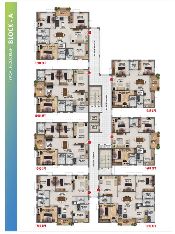  rk oxygen valley Block A Cluster Plan for Typical Floor