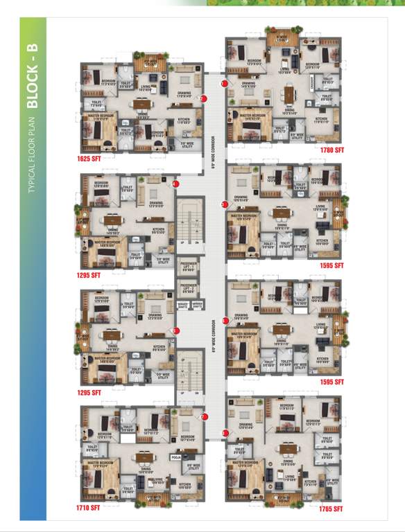  rk oxygen valley Block B Cluster Plan for Typical Floor
