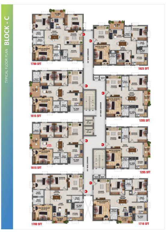  rk oxygen valley Block C Cluster Plan for Typical Floor