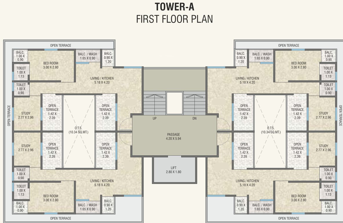 maruti nandan residency Tower A Cluster Plan For 1st Floor