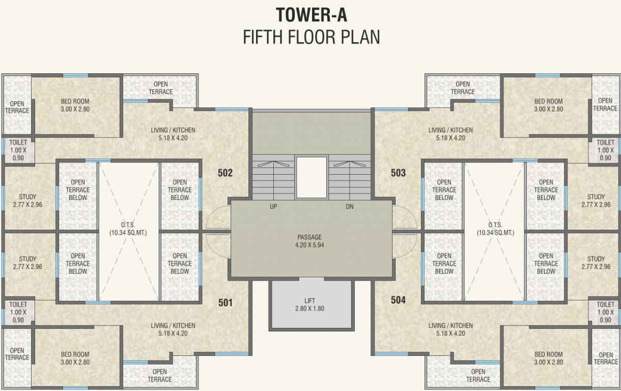 maruti nandan residency Tower A Cluster Plan For 5th Floor