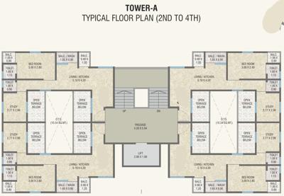  maruti-nandan-residency Tower A Cluster Plan From 2nd To 4th Floor