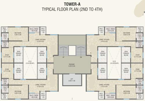 Tower A Cluster Plan From 2nd To 4th Floor maruti-nandan-residency Tower A Cluster Plan From 2nd To 4th Floor