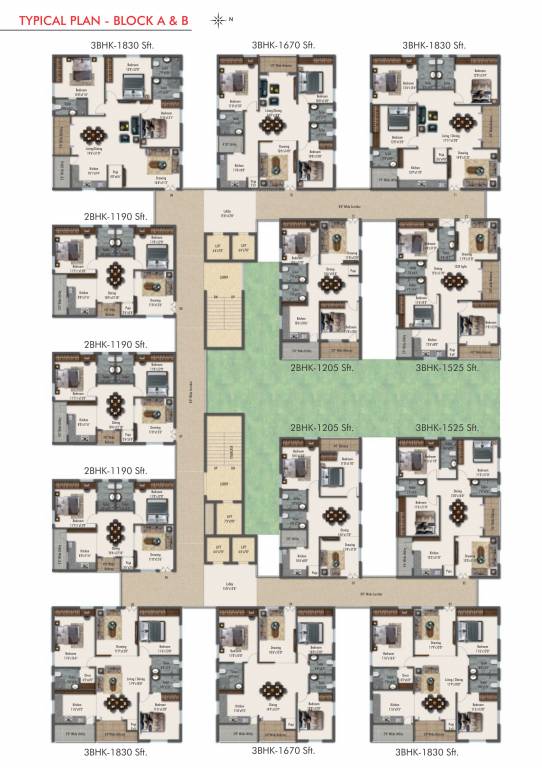  aurum Block A And B Cluster Plan for Typical Floor