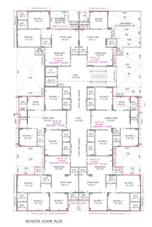  parth avenue Block A Cluster Plan for 7th Floor