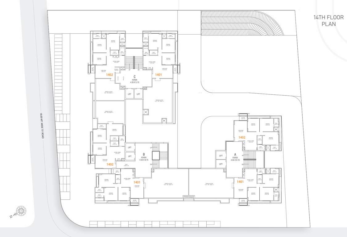  royal opulence Block A & B & C Cluster Plan for 14th Floor