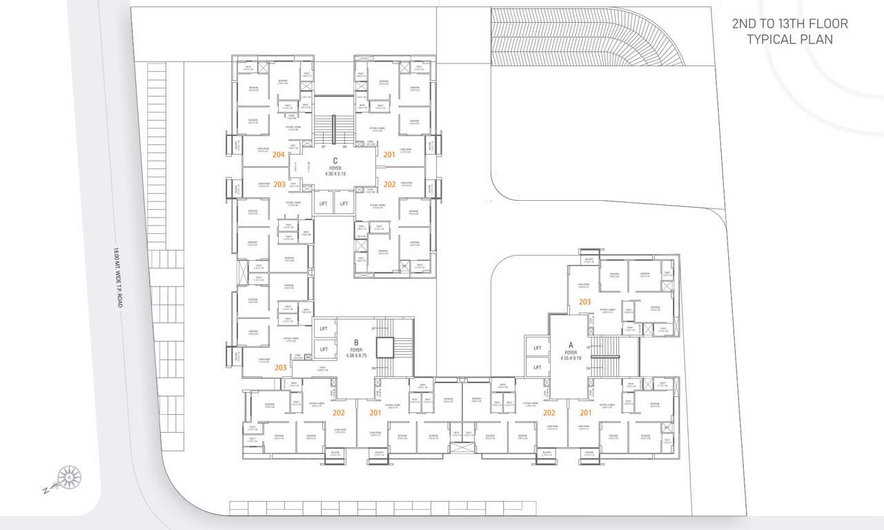  royal opulence Block A & B & C Cluster Plan from 2nd to 13th Floor