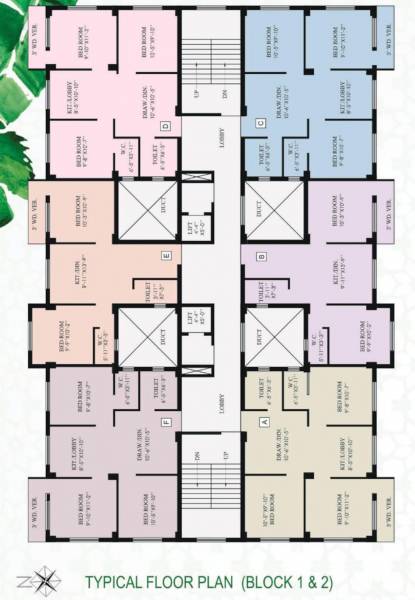  mansion Block 1 & 2 Cluster Plan For Typical Floor