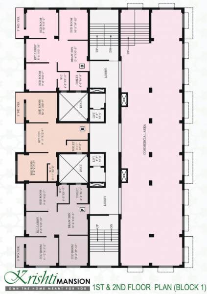  mansion Block 1 Cluster Plan from 1st to 2nd Floor