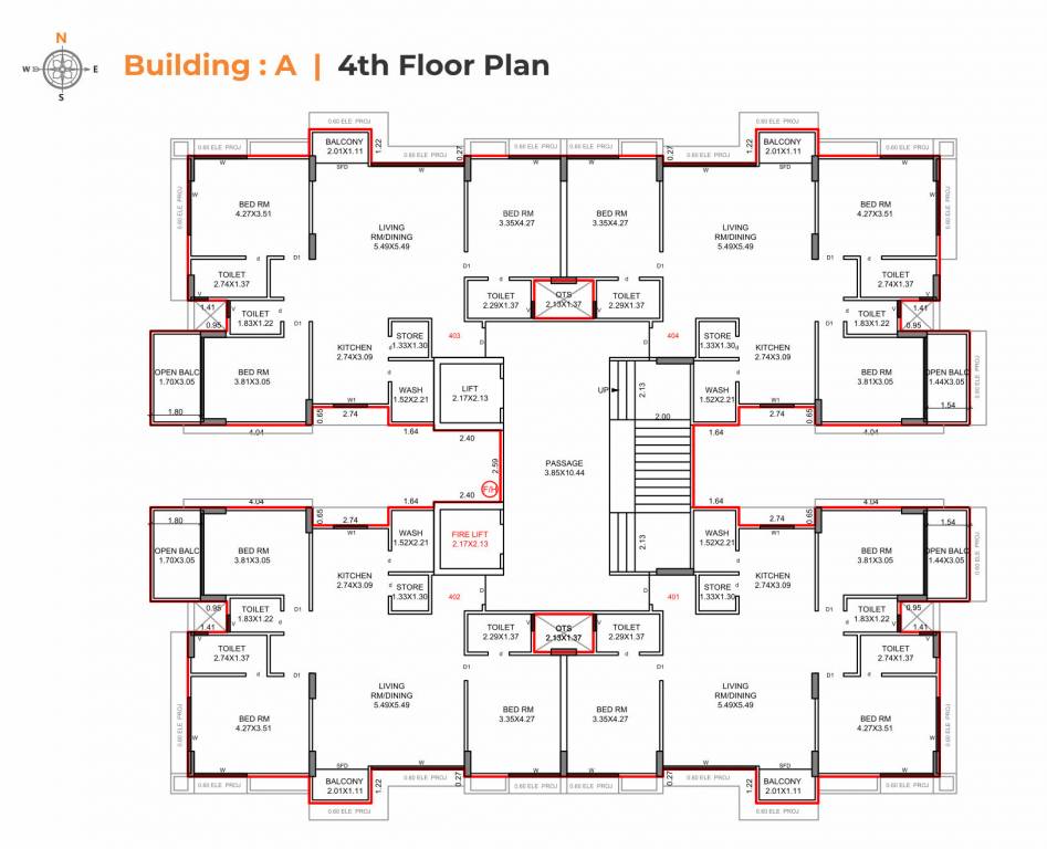  suryam primrose Block A Cluster Plan for 4th Floor