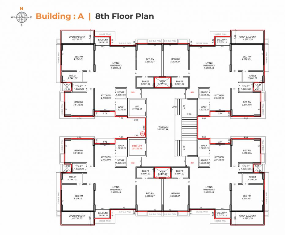  suryam primrose Block A Cluster Plan for 8th Floor