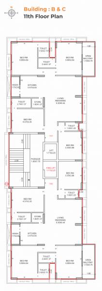 Block B & C Cluster Plan for 11th Floor suryam-primrose Block B & C Cluster Plan for 11th Floor