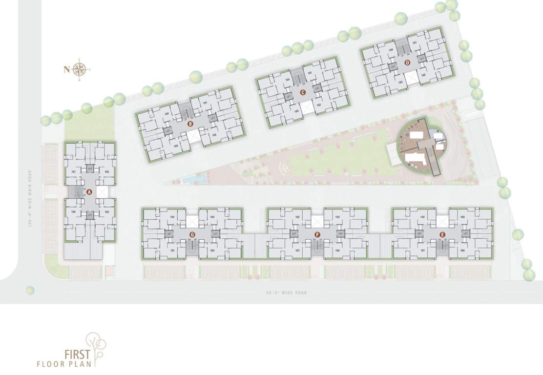  eden parmeshwar Block A, Block B, Block C, Block D, Block E, Block F, Block G Cluster Plan for 1st Floor