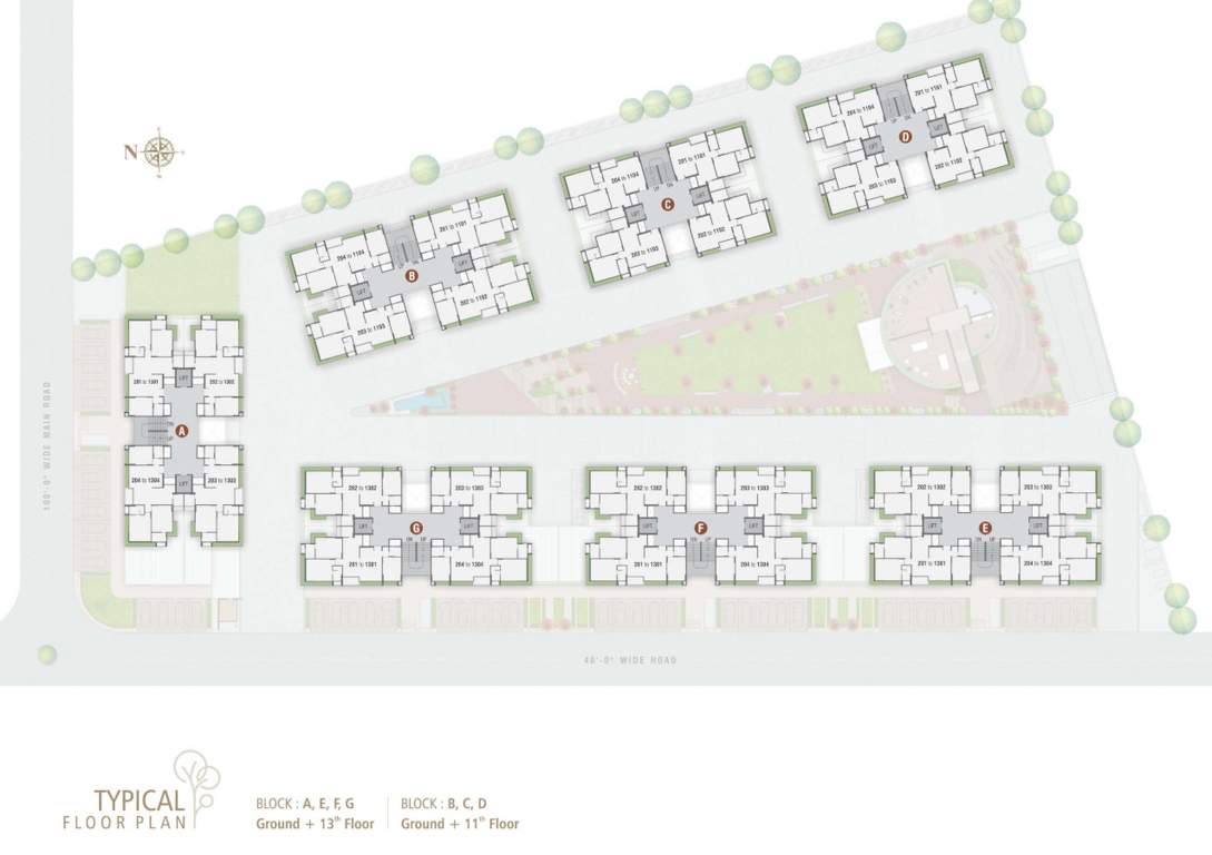  eden parmeshwar Block A, Block B, Block C, Block D, Block E, Block F, Block G Cluster Plan from 1st to 13th Floor