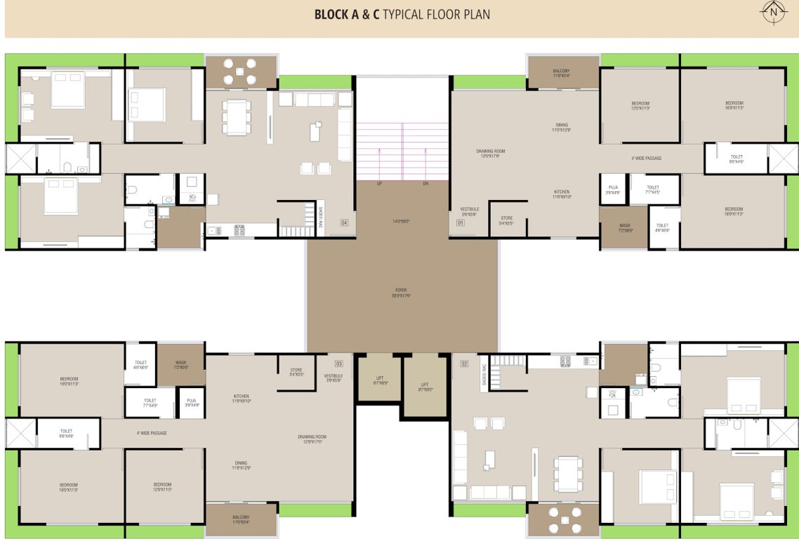  idyllic Block A And Block C Cluster Plan from 1st to 12th Floor