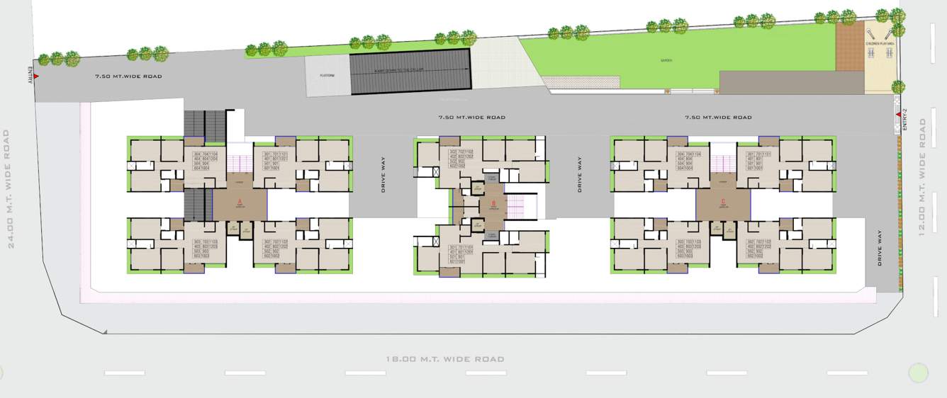  idyllic Block A, Block B And Block C Cluster Plan from 1st to 12th Floor