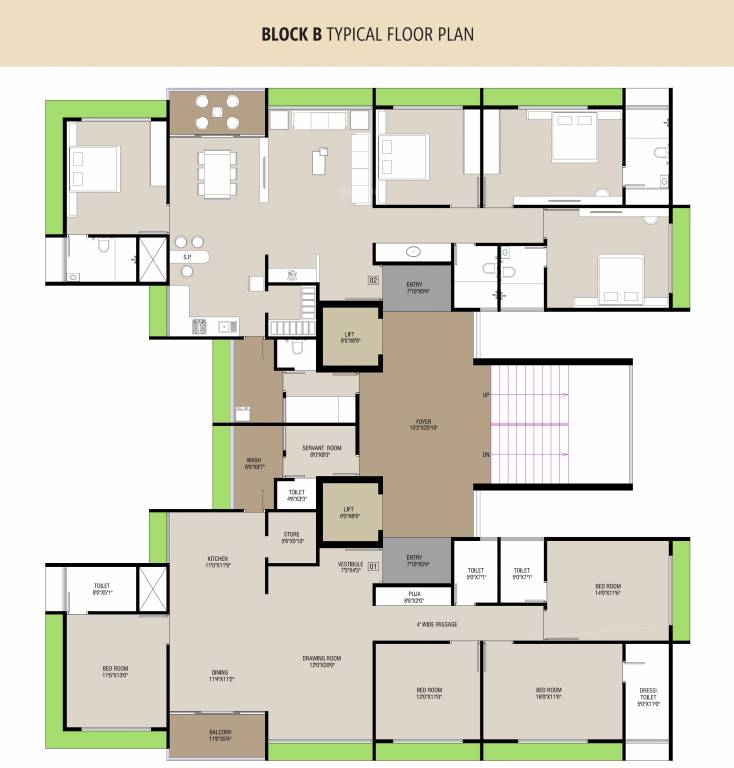  idyllic Block B Cluster Plan from 1st to 12th Floor
