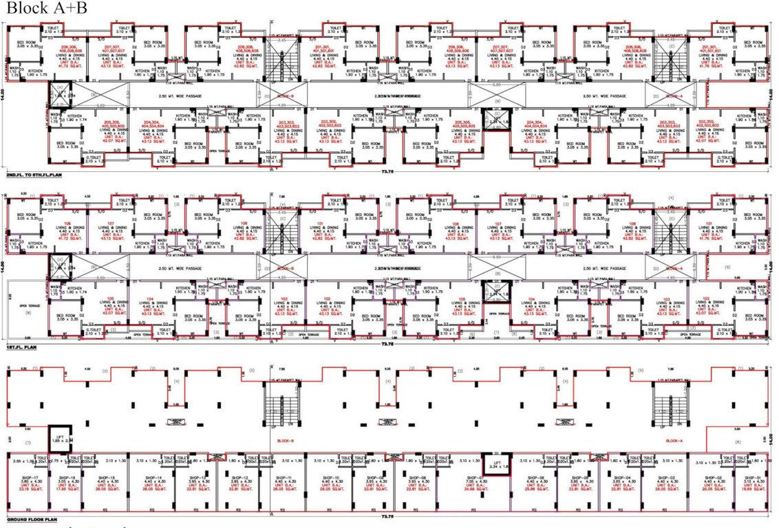  aavas sanand phase 2 Block A And Block B Cluster Plan for ground Floor
