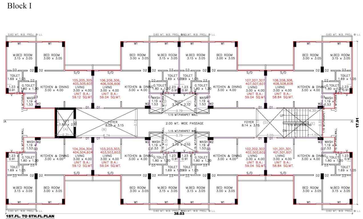  aavas sanand phase 2 Block I Cluster Plan from 1st to 6th Floor