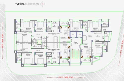 kesariyaji-flats Kesariyaji Flat Cluster Plan from 1st to 7th Floor