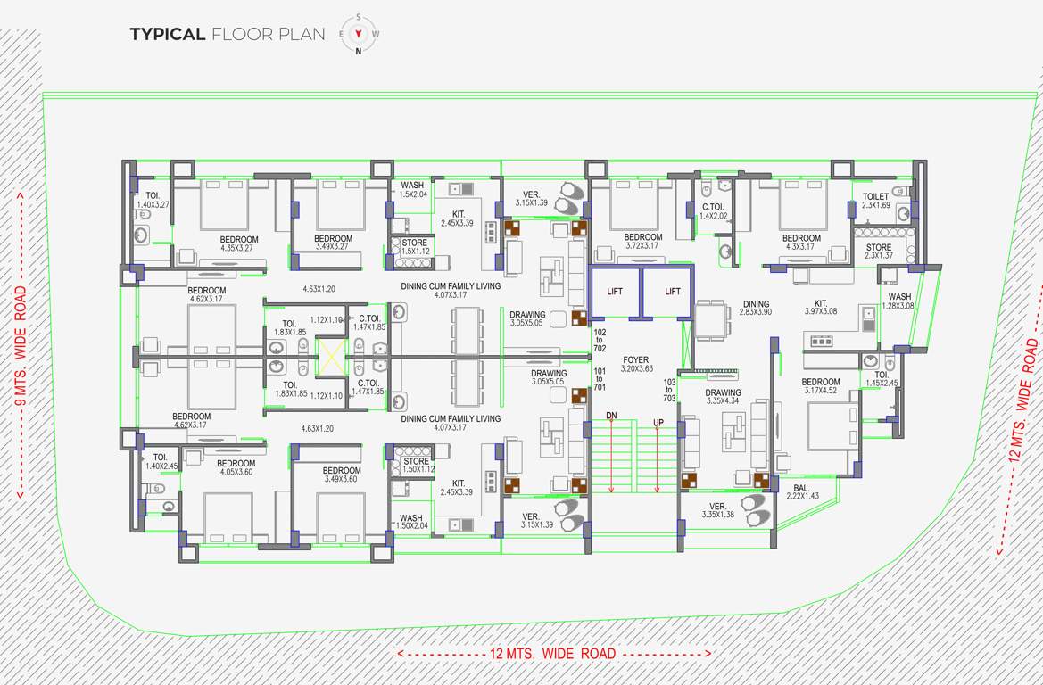  kesariyaji flats Kesariyaji Flat Cluster Plan from 1st to 7th Floor